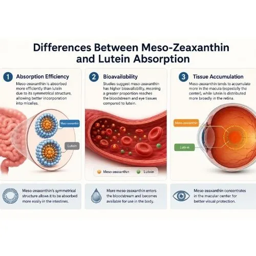 Differences between meso-zeaxanthin and lutein absorption